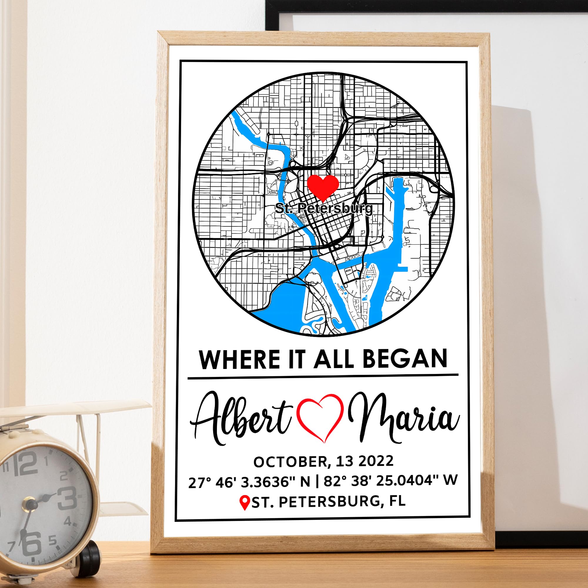 Custom City Map Glass Art - Where It All Began Print | Aydan's Unique Finds