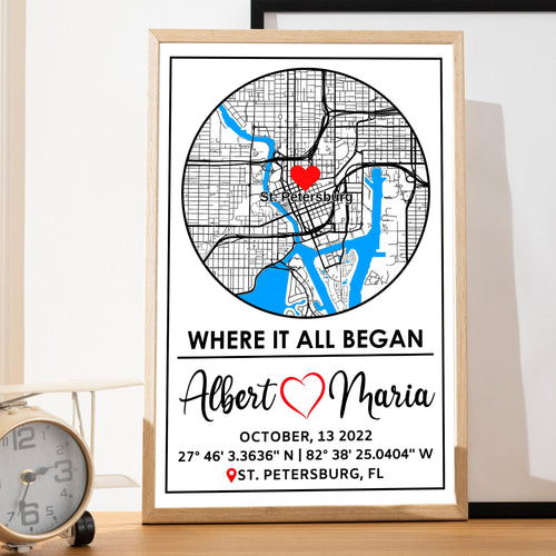 Custom City Map Glass Art - Where It All Began Print | Aydan's Unique Finds