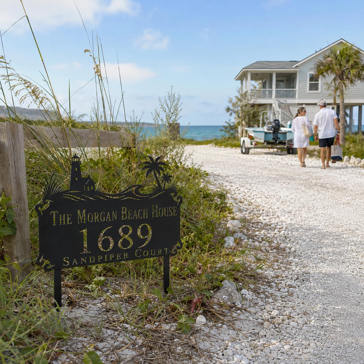 Beach House Metal Address Sign