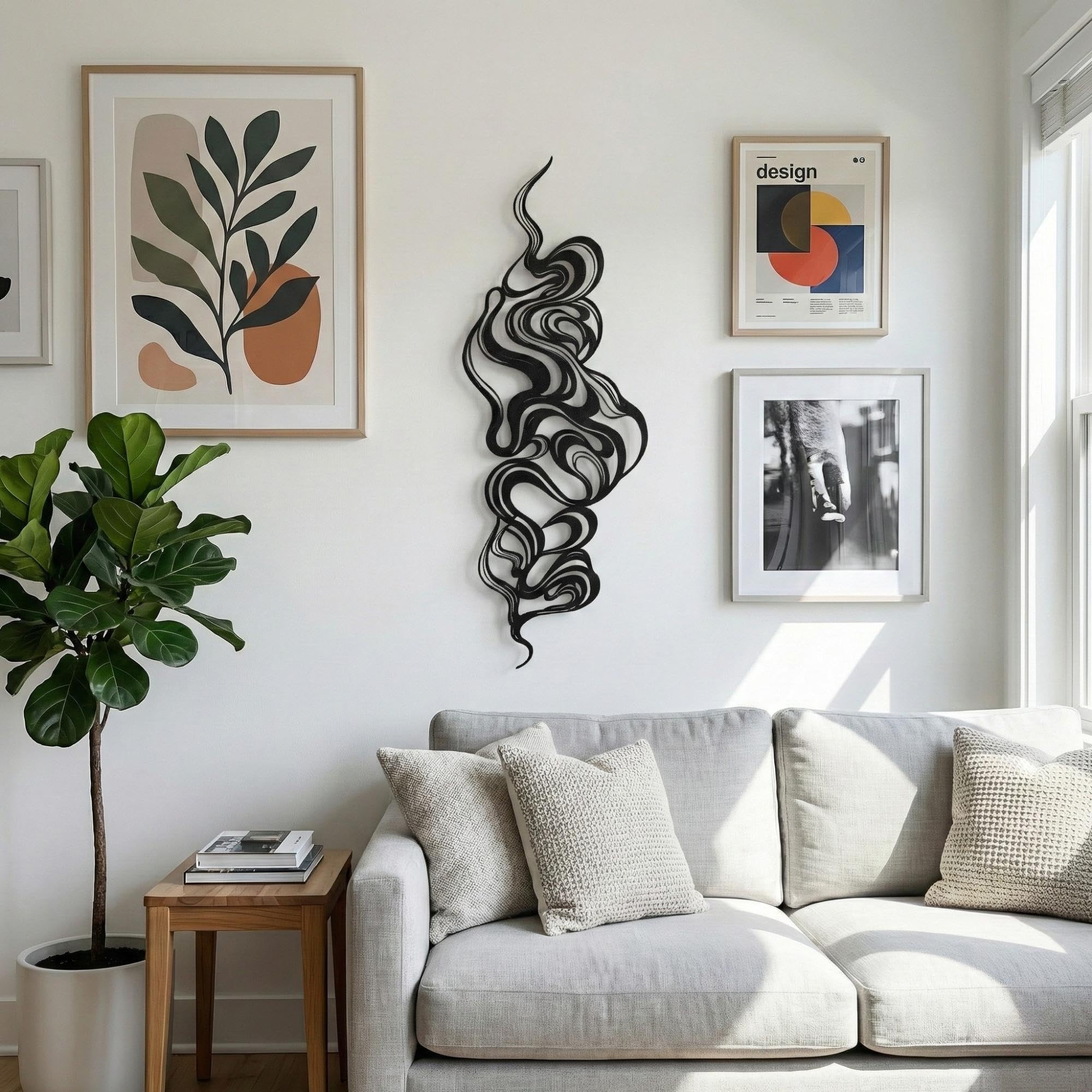 Modern Abstract Metal Wall Art - Minimalist Line Decor