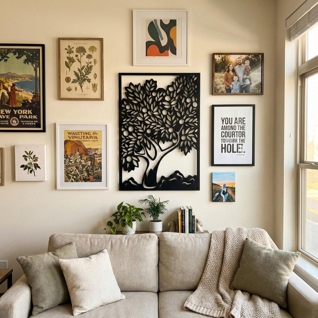 Nature Landscape Metal Wall Art - Mountain & Tree Decor