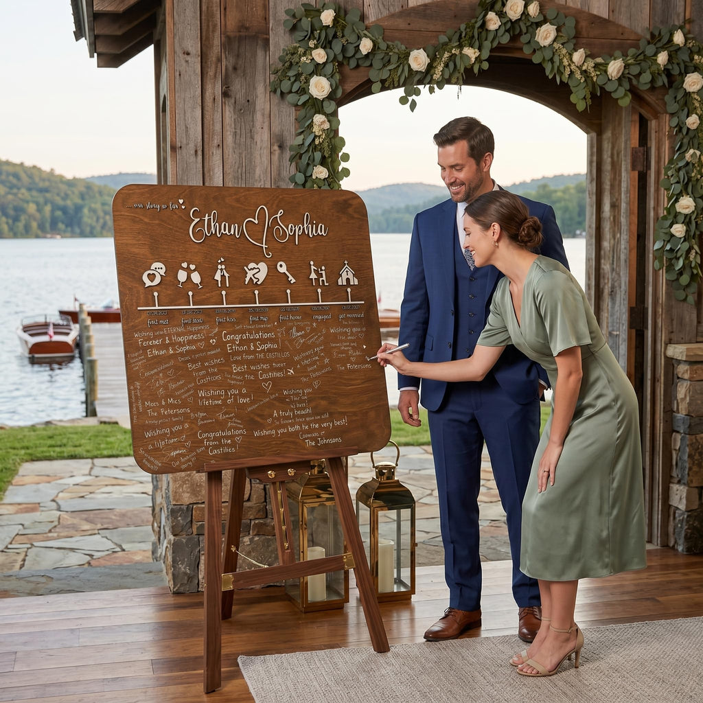 Personalized Wedding Guestbook Sign - Wooden Keepsake