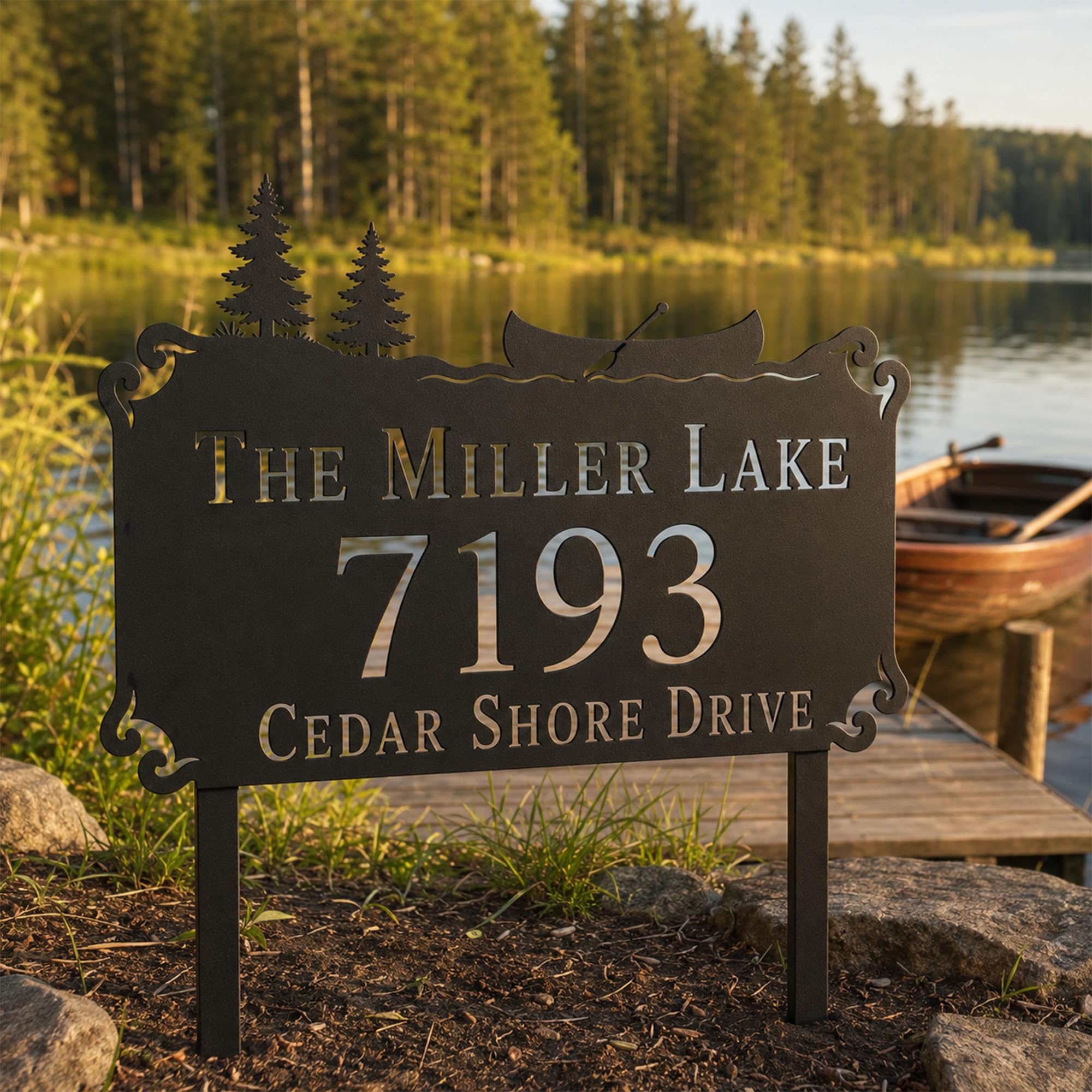Lake House Metal Address Sign
