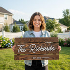 Custom Wood Family Name Sign - Established Date Plaque | Aydan's Unique Finds