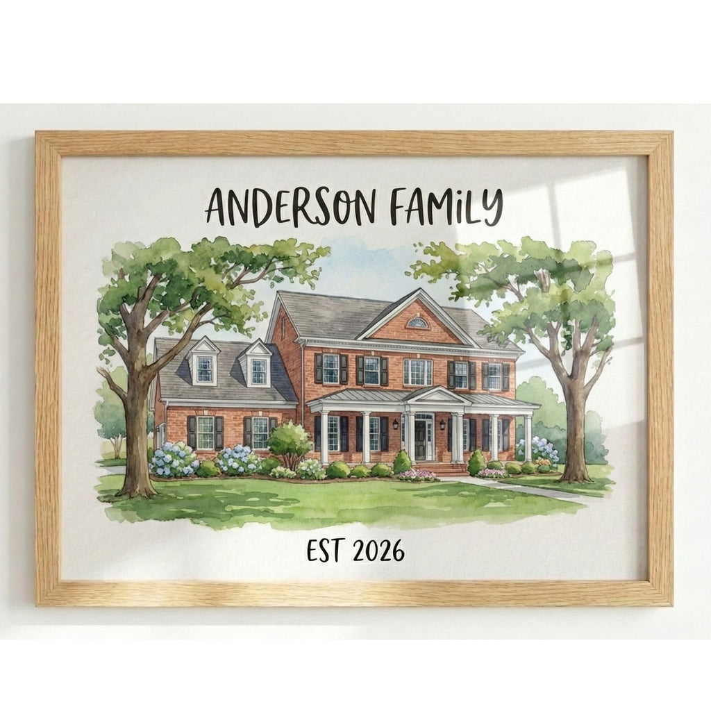 Custom Watercolor House Print - Personalized Acrylic Art | Aydan's Unique Finds