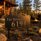 Mountain Cabin Metal Address Sign