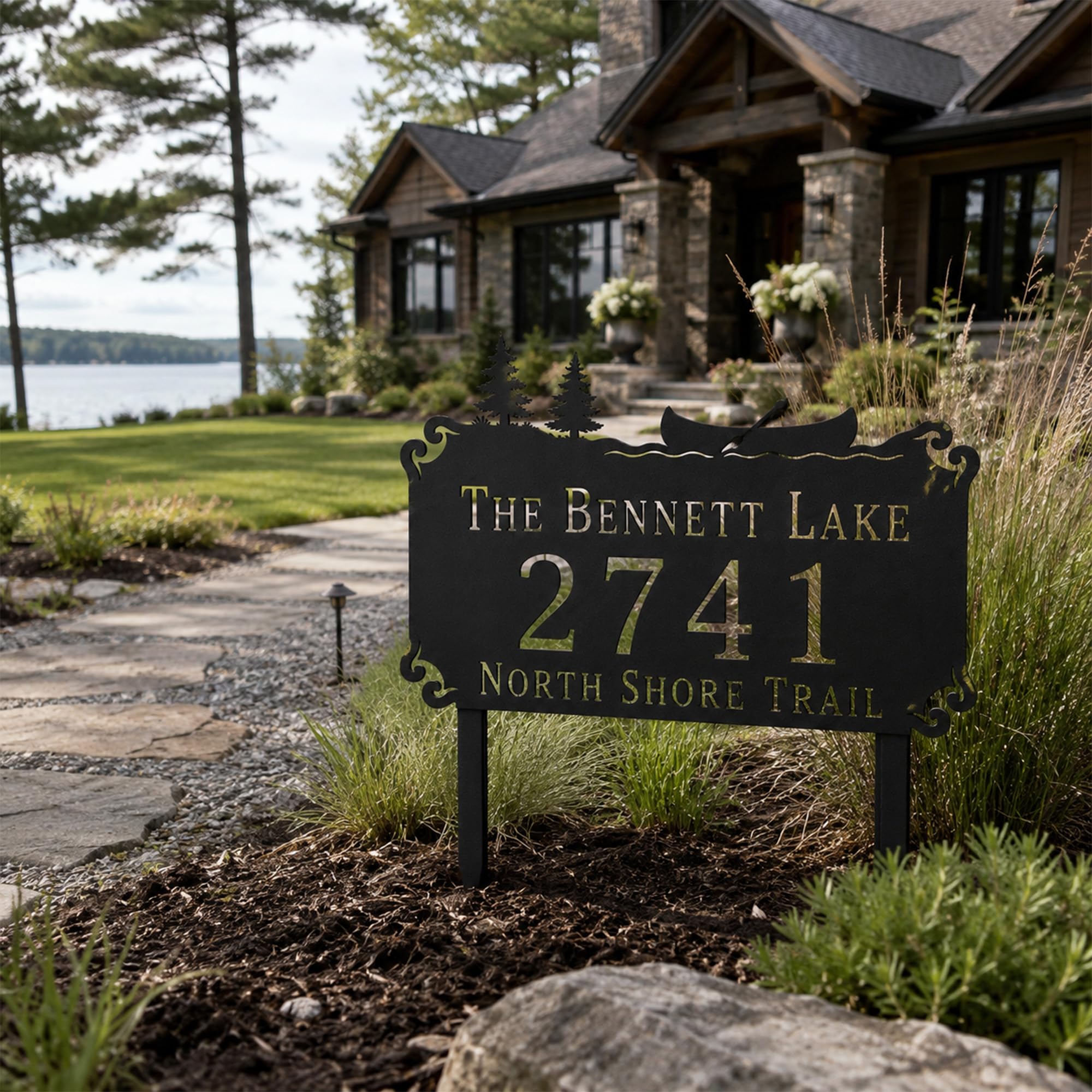 Lake House Metal Address Sign