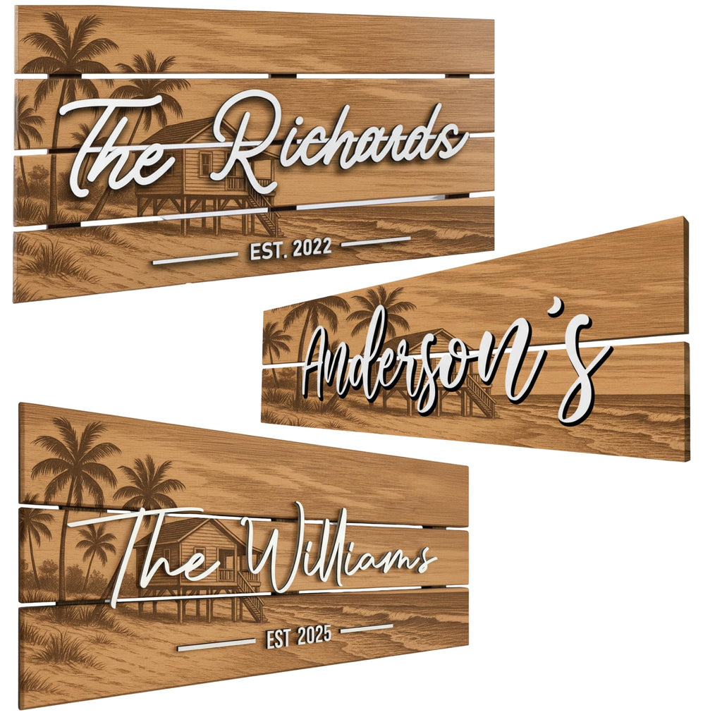 Decorative Wood Family Sign - Coastal Farmhouse Decor | Aydan's Unique Finds