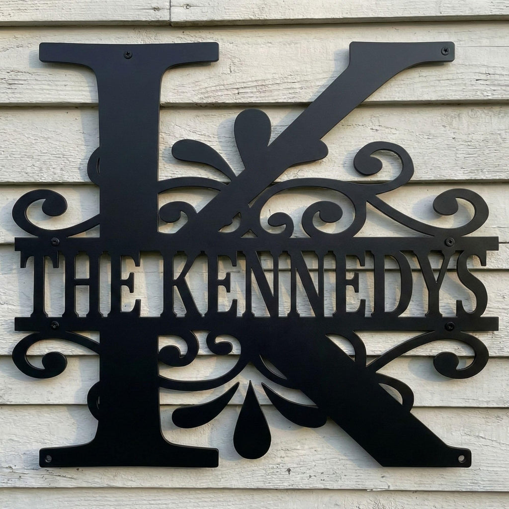 Custom Metal Monogram Family Name Sign - Modern Wall Art | Aydan's Unique Finds