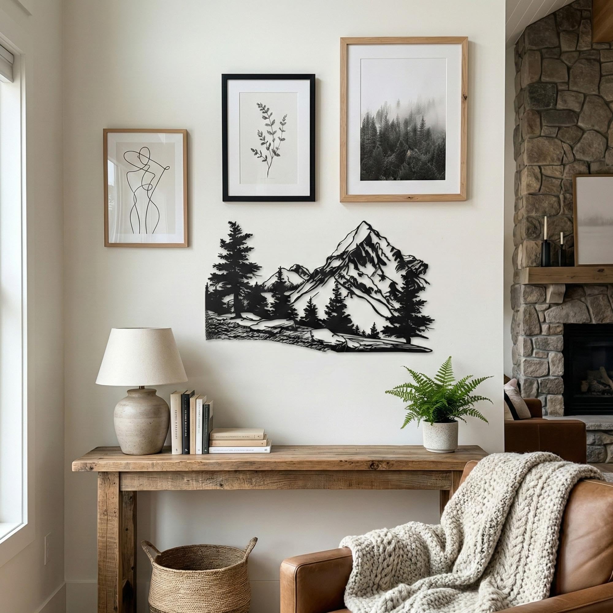 Nature Landscape Metal Wall Art - Mountain & Tree Decor
