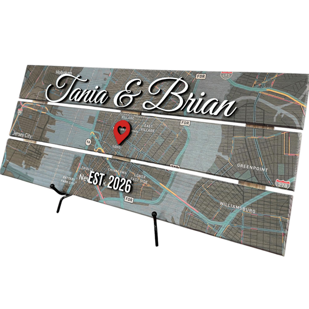 Personalized Map Pallet Sign - Couples Wood Wall Art | Aydan's Unique Finds