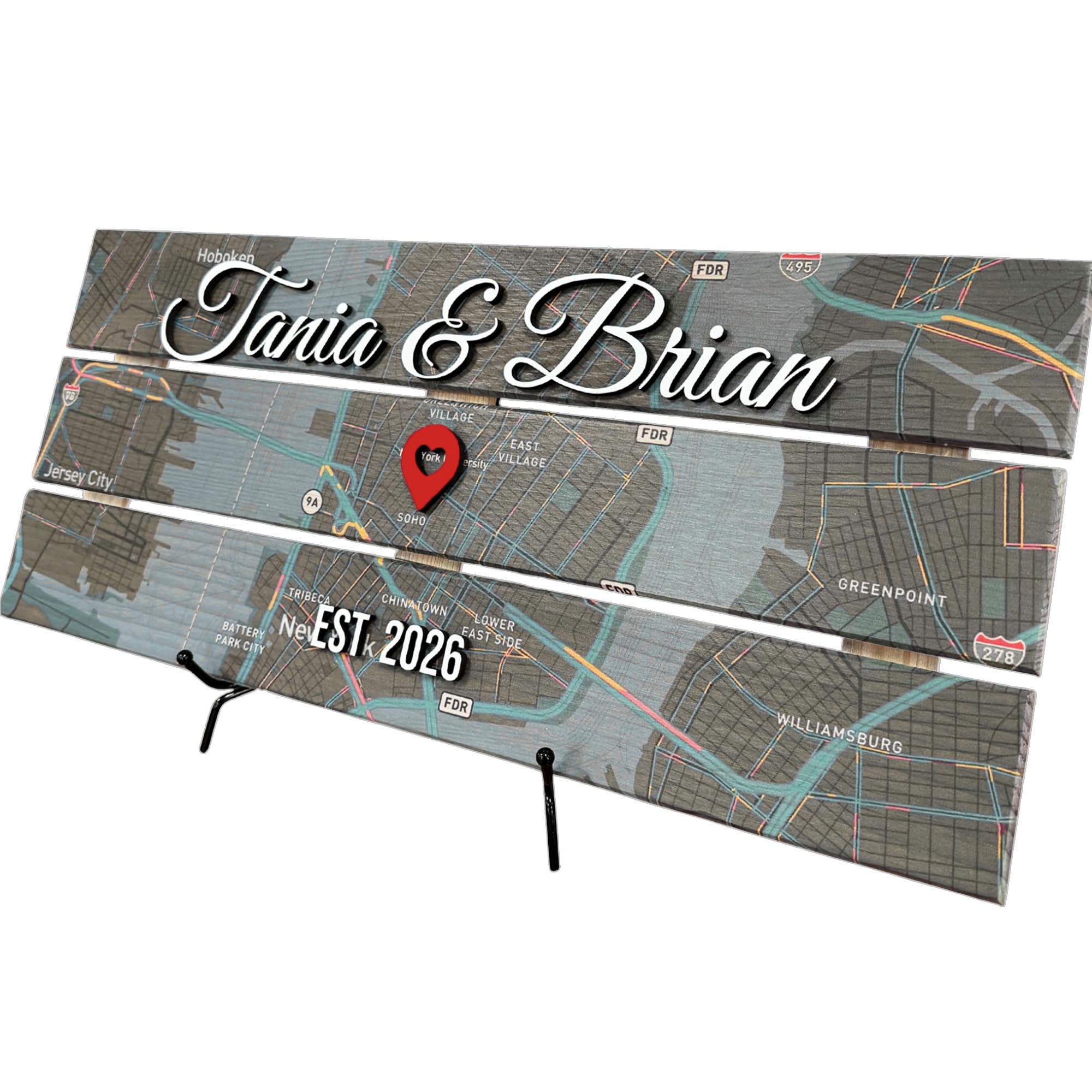 Personalized Map Pallet Sign - Couples Wood Wall Art | Aydan's Unique Finds