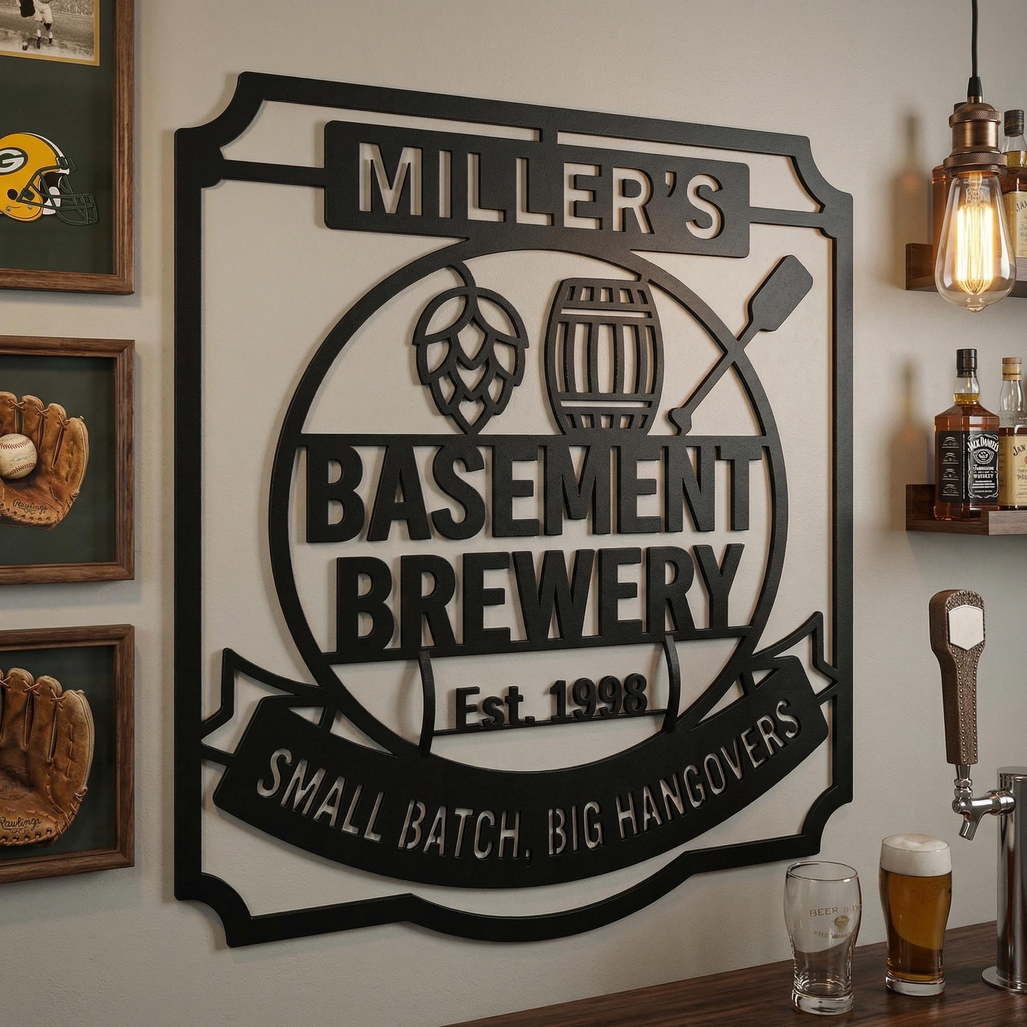 Customizable Metal Bar Sign - Powder-Coated Wall Art