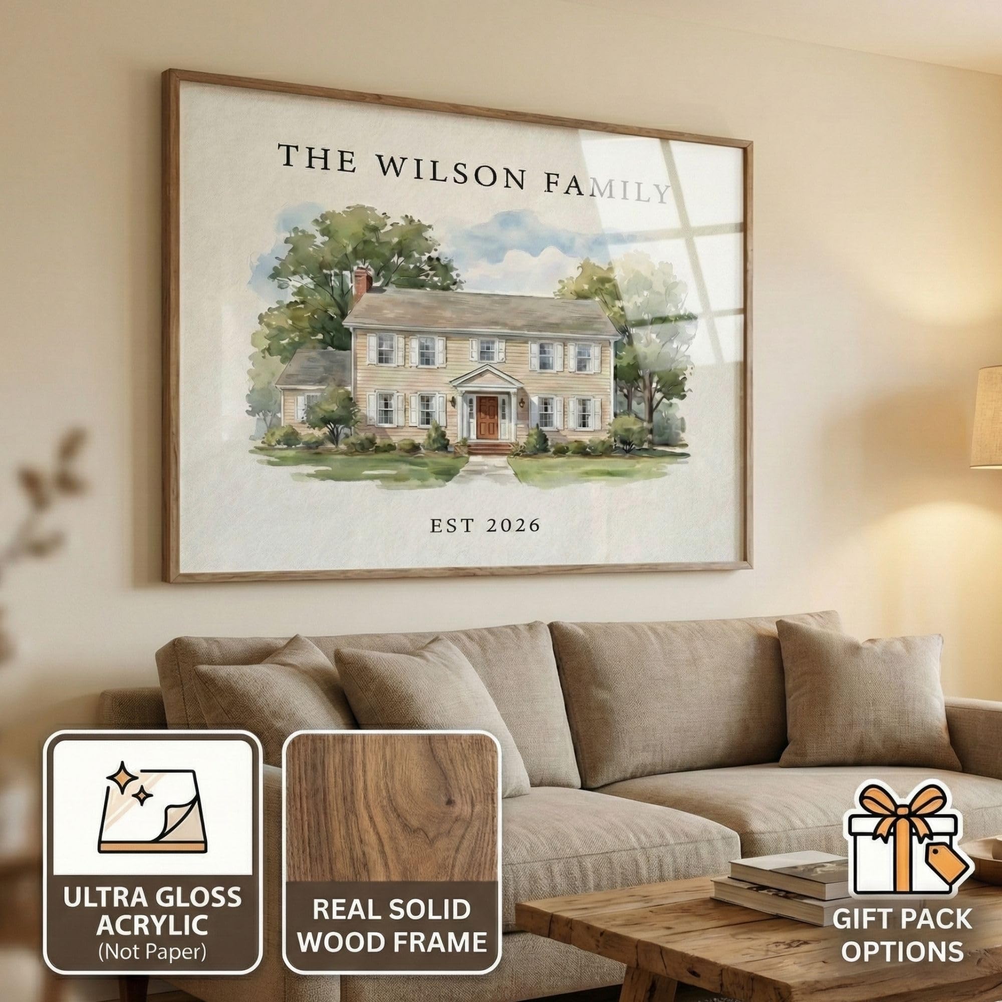 Custom Watercolor House Print - Personalized Acrylic Art | Aydan's Unique Finds