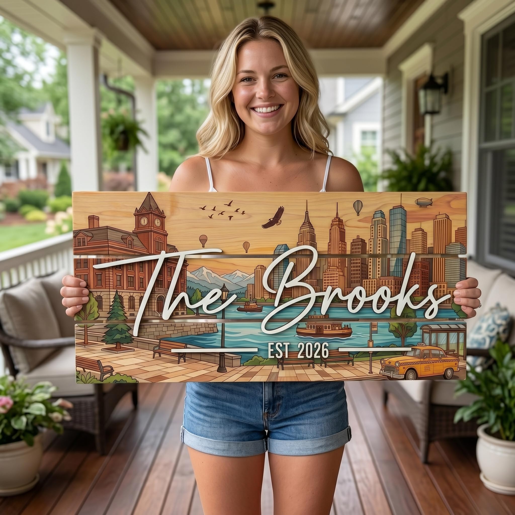 Family Name Sign - Custom Colorful Pallet Wood, Housewarming Gift - Rustic NYC