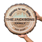 Rustic Wood Family Name Sign - Personalized Cabin Style Wall Decor