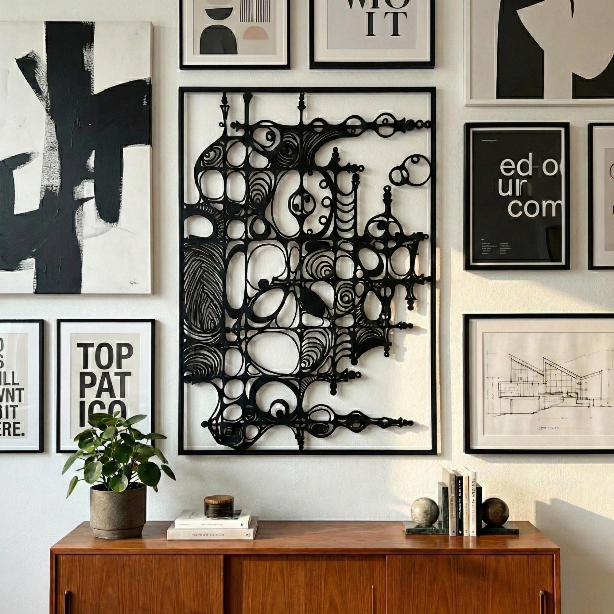 Modern Abstract Metal Wall Art - Minimalist Line Decor | Aydan's Unique Finds