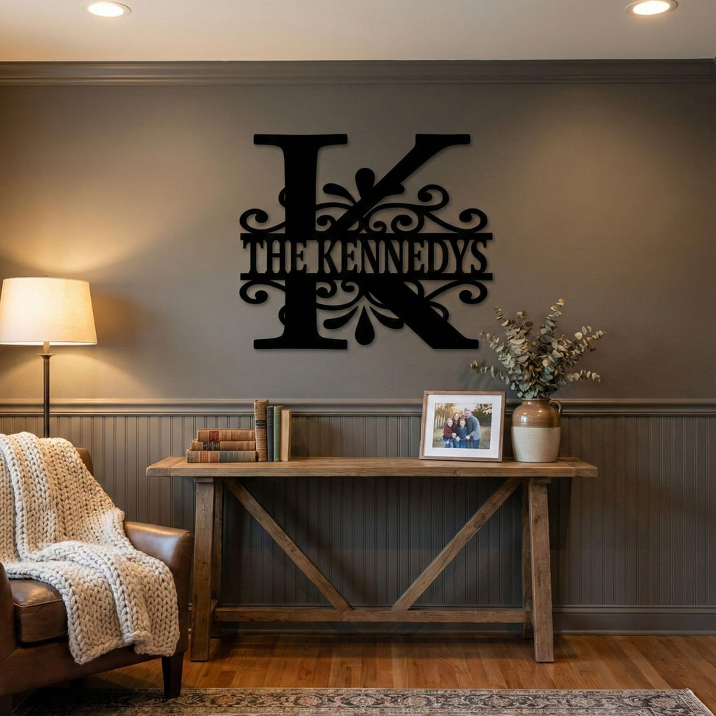 Custom Metal Monogram Family Name Sign - Modern Wall Art | Aydan's Unique Finds