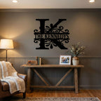Custom Metal Monogram Family Name Sign - Modern Wall Art | Aydan's Unique Finds