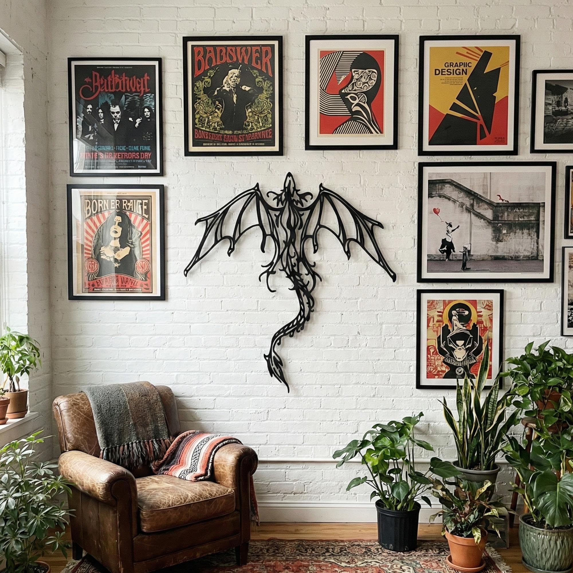 Fantasy Metal Wall Art - Dragon & Mythology Silhouette | Aydan's Unique Finds