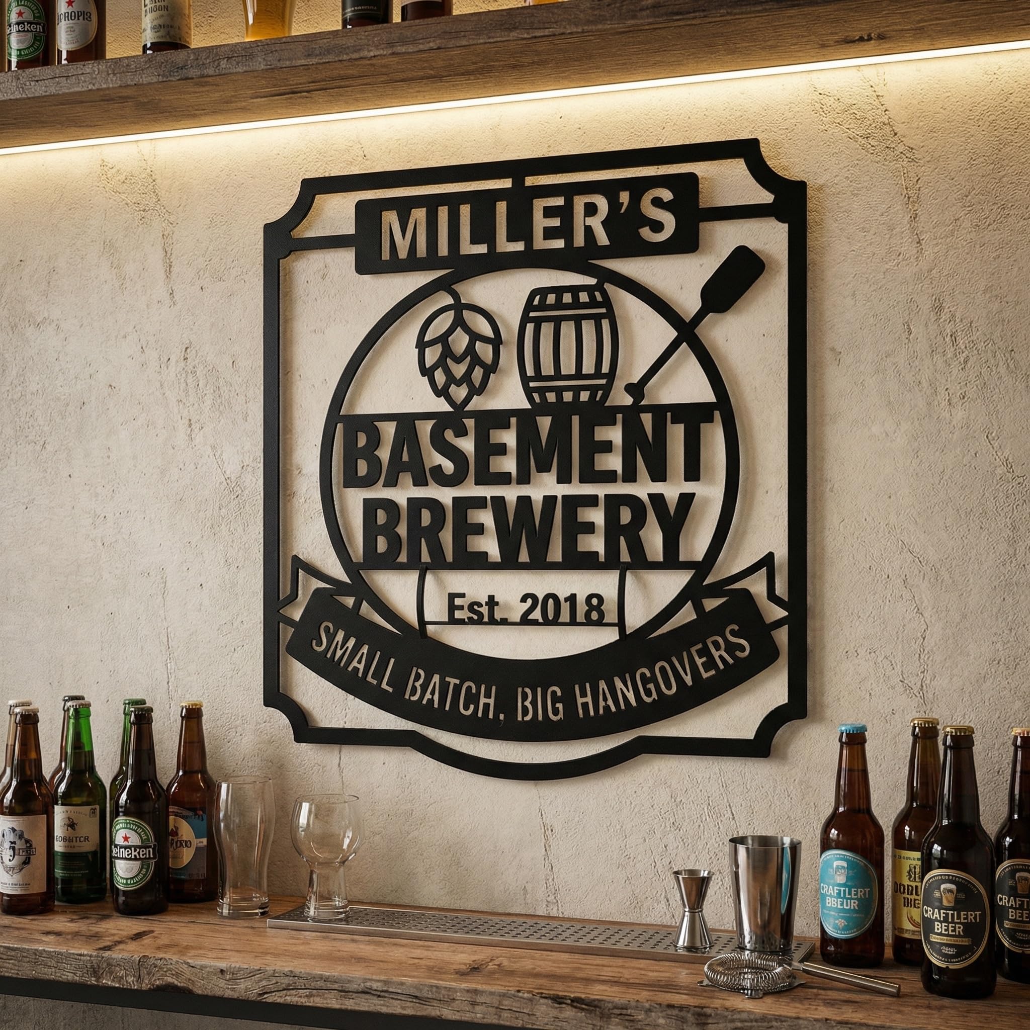 Customizable Metal Bar Sign - Powder-Coated Wall Art | Aydan's Unique Finds