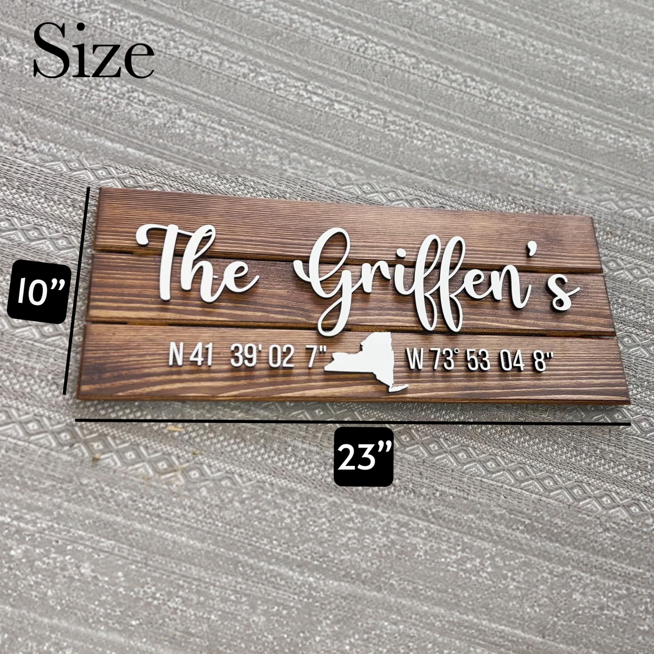 Custom Coordinates Sign - Wood Latitude Longitude Plaque | Aydan's Unique Finds