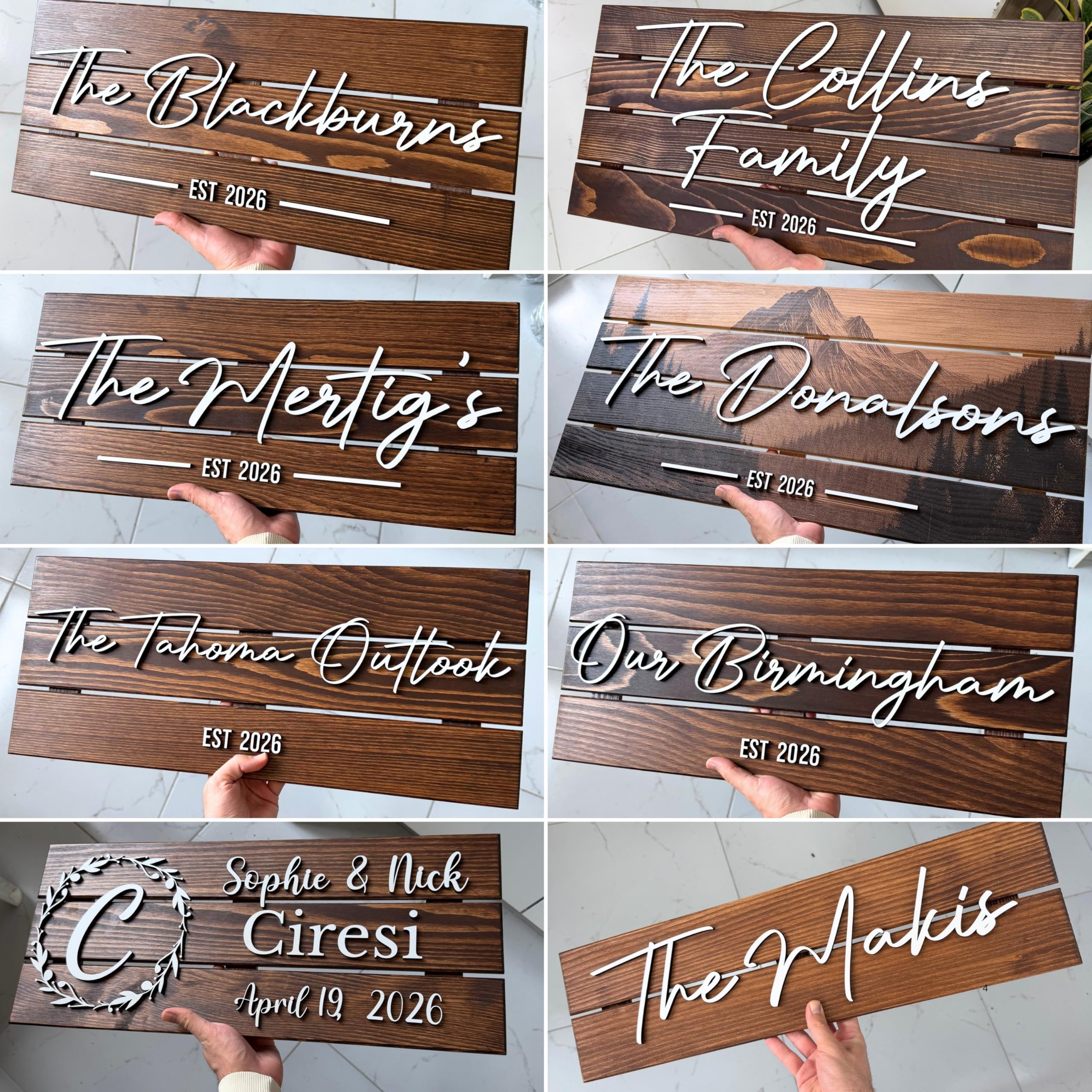 Custom Wood Family Name Sign - Established Date Plaque | Aydan's Unique Finds
