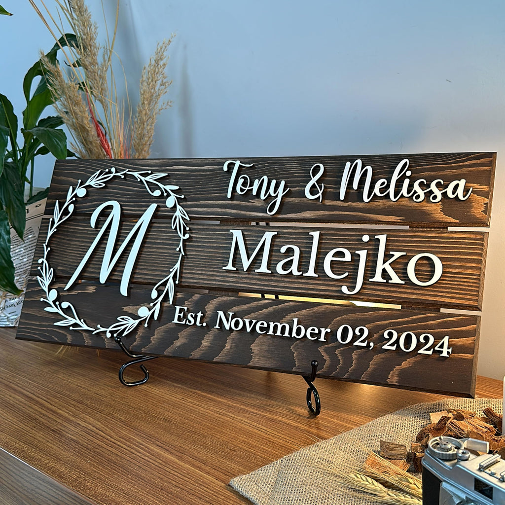Personalized Monogram Family Name Wood Sign