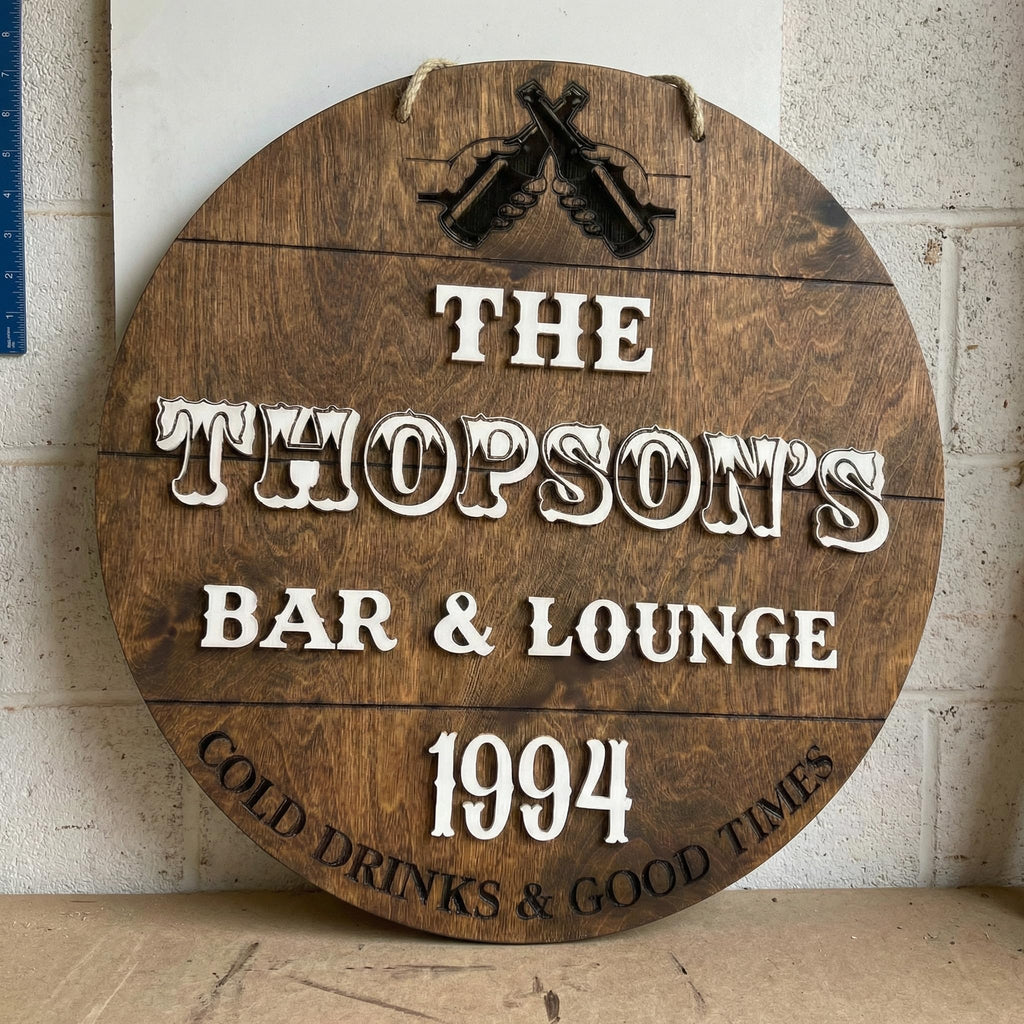 Personalized 3D Wood Bar Sign - Custom Man Cave Decor | Aydan's Unique Finds
