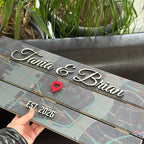 Personalized Map Pallet Sign - Couples Wood Wall Art | Aydan's Unique Finds
