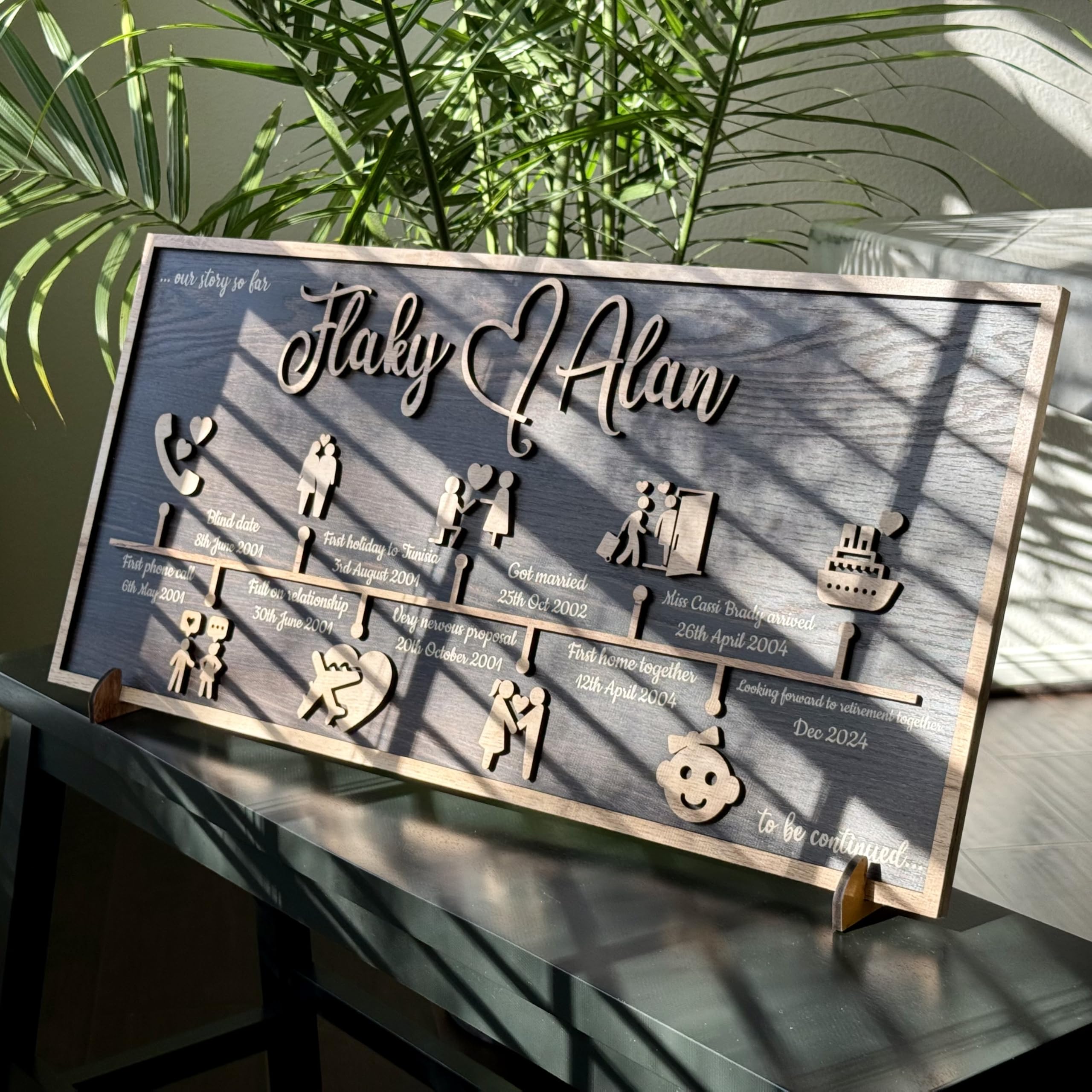 Custom Love Story Timeline (Medium) - Anniversary Wood | Aydan's Unique Finds