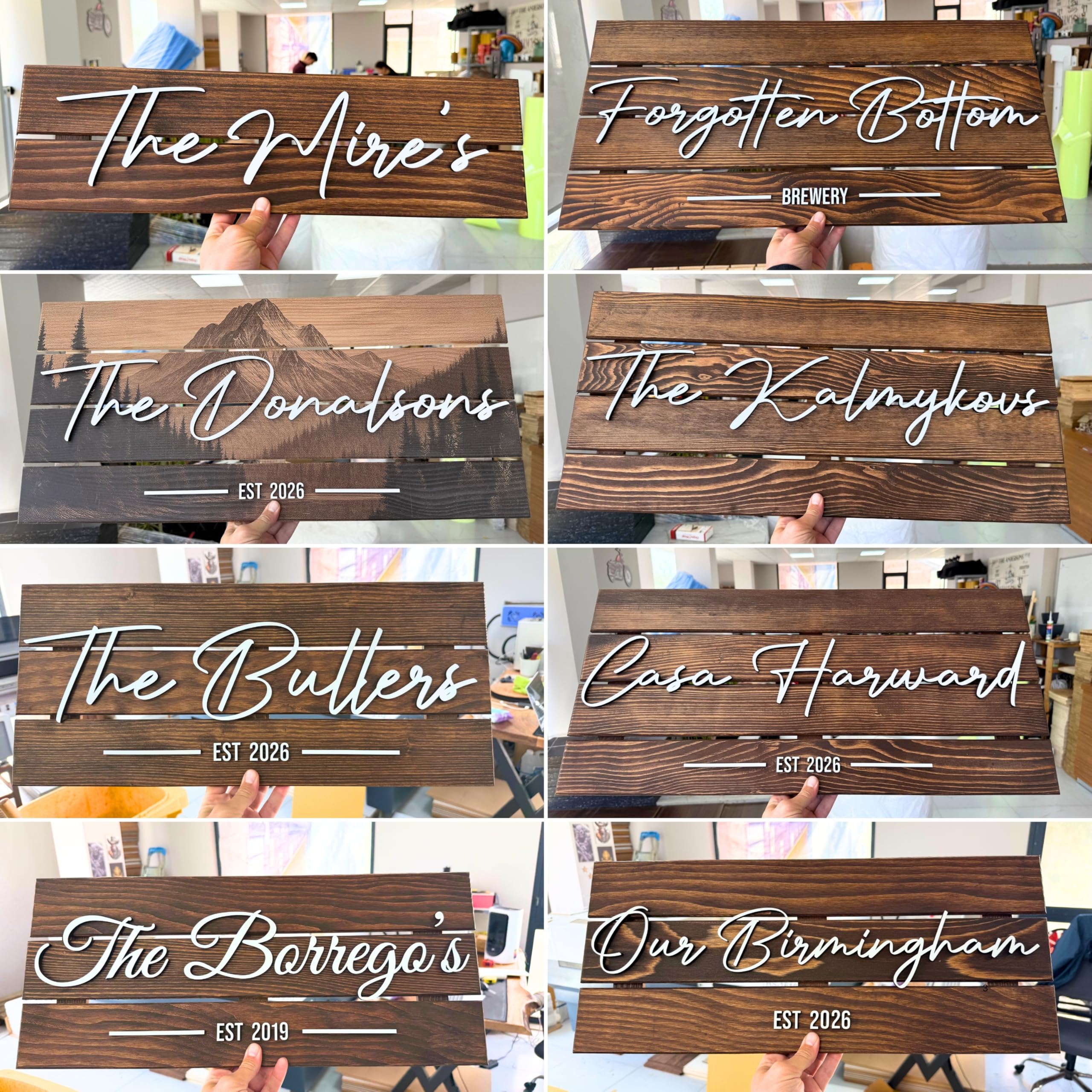 Custom Mountain Family Name Sign - Rustic Wood Wall Decor