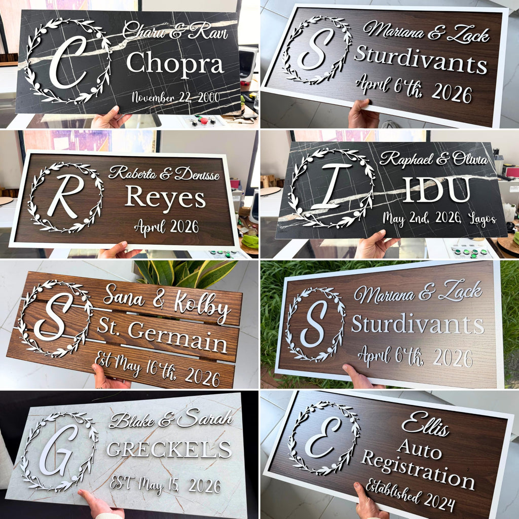 Personalized Monogram Family Name Wood Sign | Aydan's Unique Finds