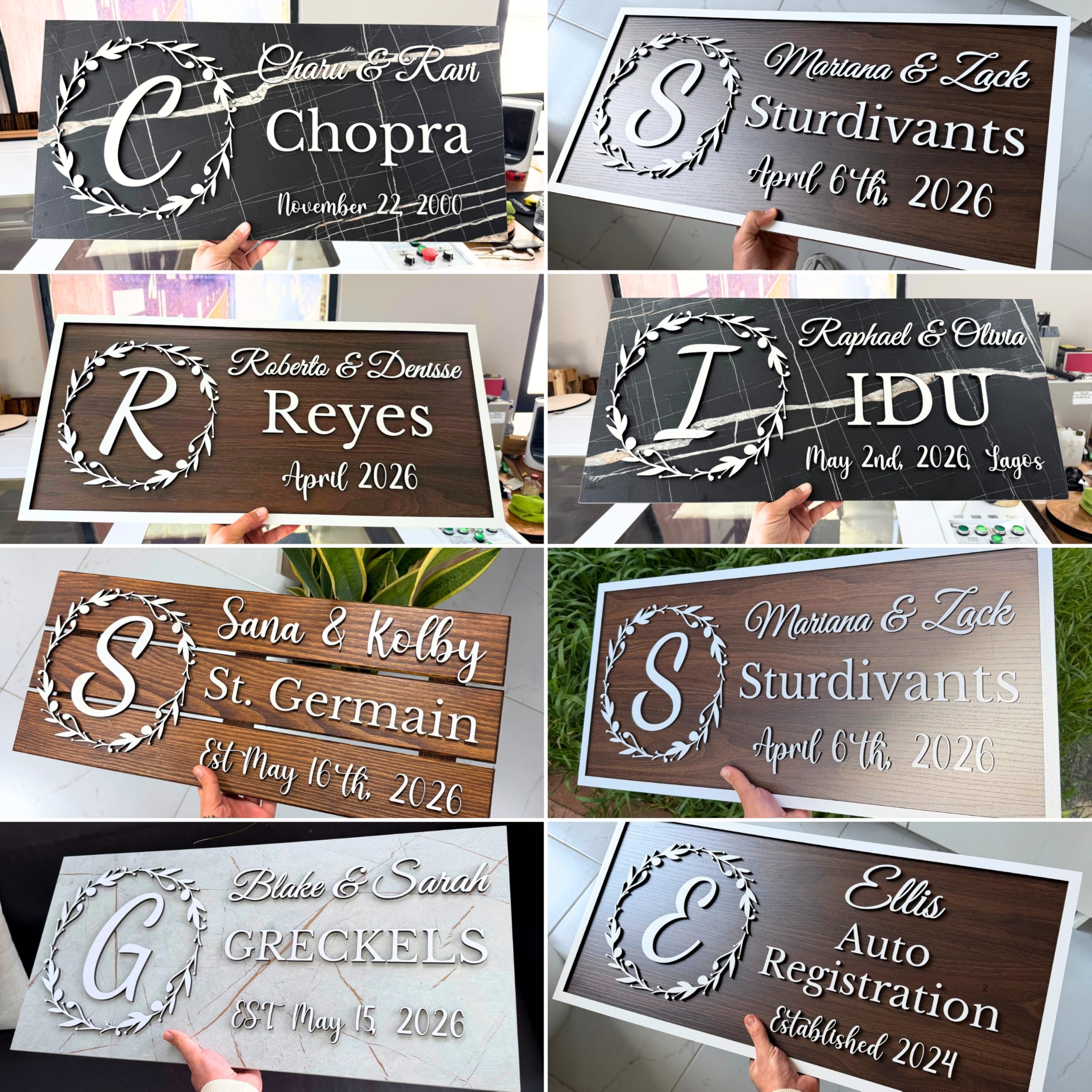Personalized Monogram Family Name Wood Sign | Aydan's Unique Finds