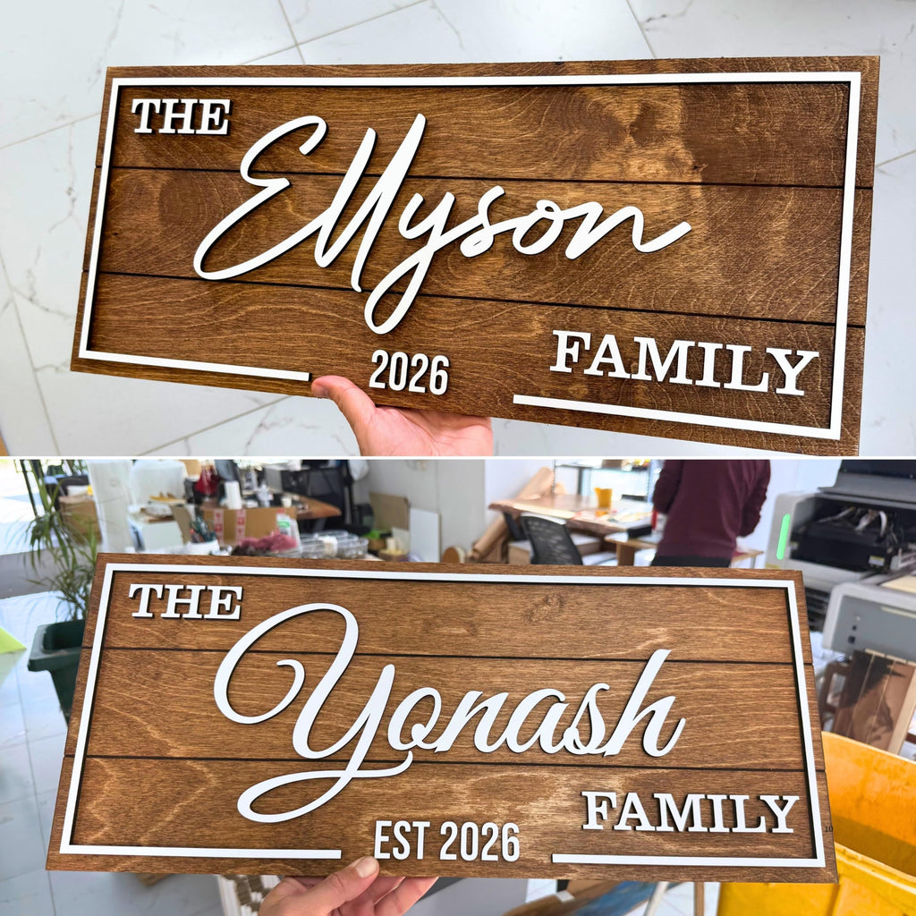 Personalized Family Name Sign - Art Deco Wood Wall Decor | Aydan's Unique Finds