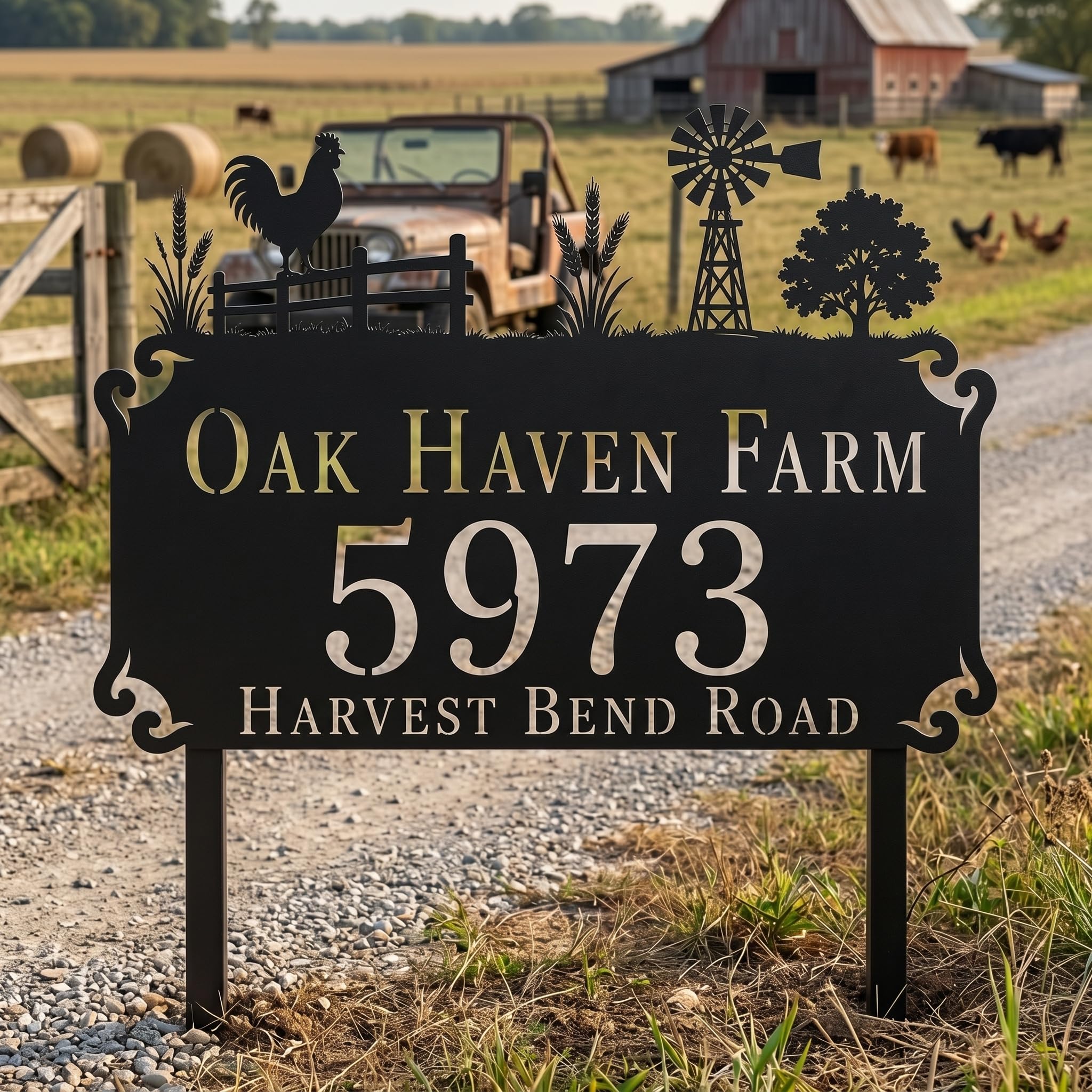 Farmhouse Metal Address Sign