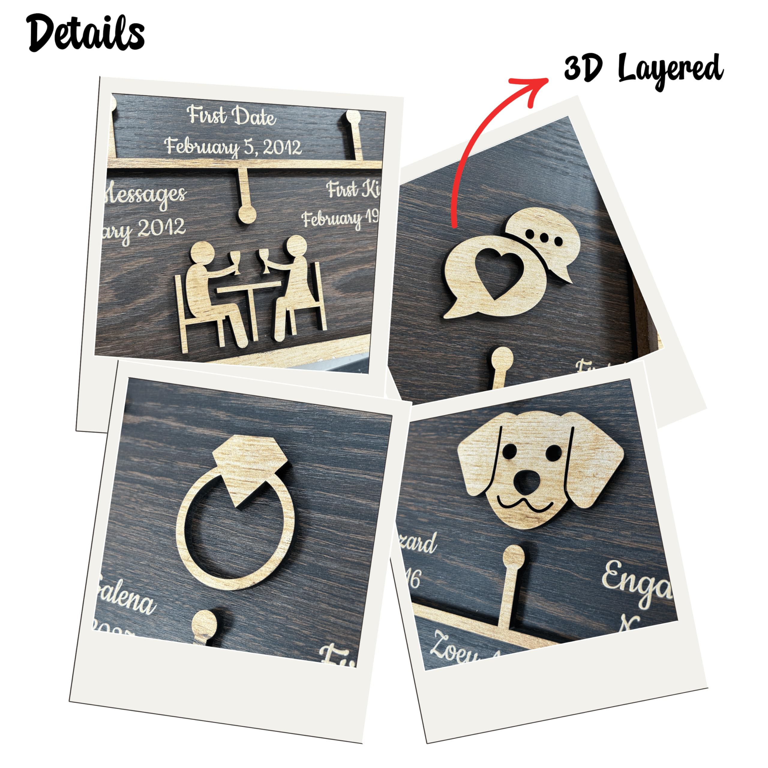 Custom Love Story Timeline (Large) - Anniversary Wood | Aydan's Unique Finds