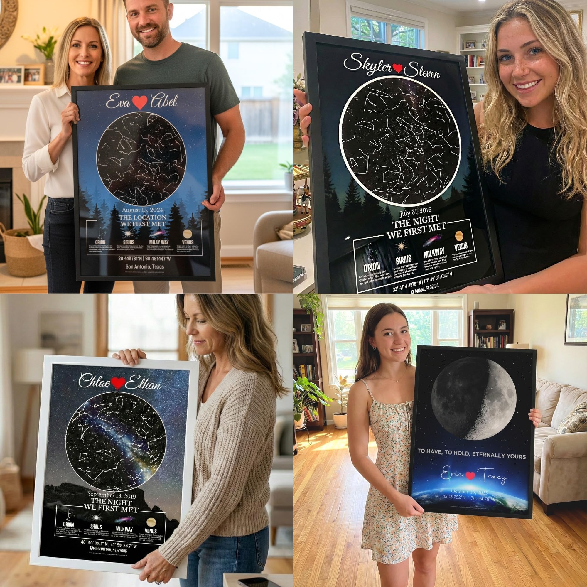Custom Anniversary Star Map - Glass Wall Art for Couples | Aydan's Unique Finds