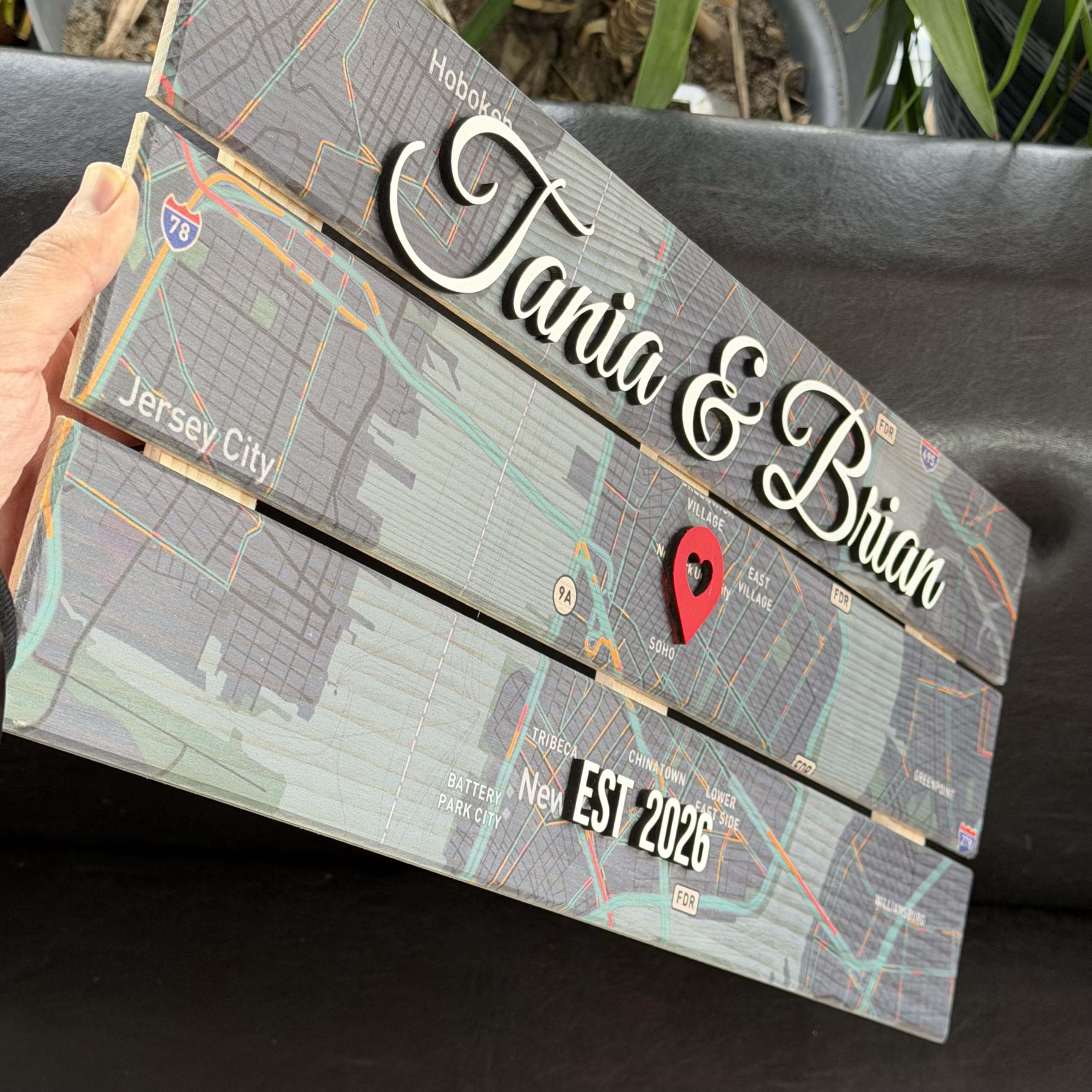 Personalized Map Pallet Sign - Couples Wood Wall Art | Aydan's Unique Finds