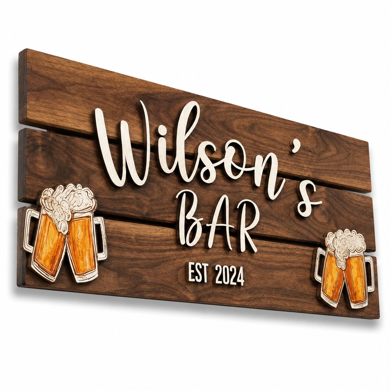 Wood Bar Sign - Personalized Basement Bar, Gift for Dad