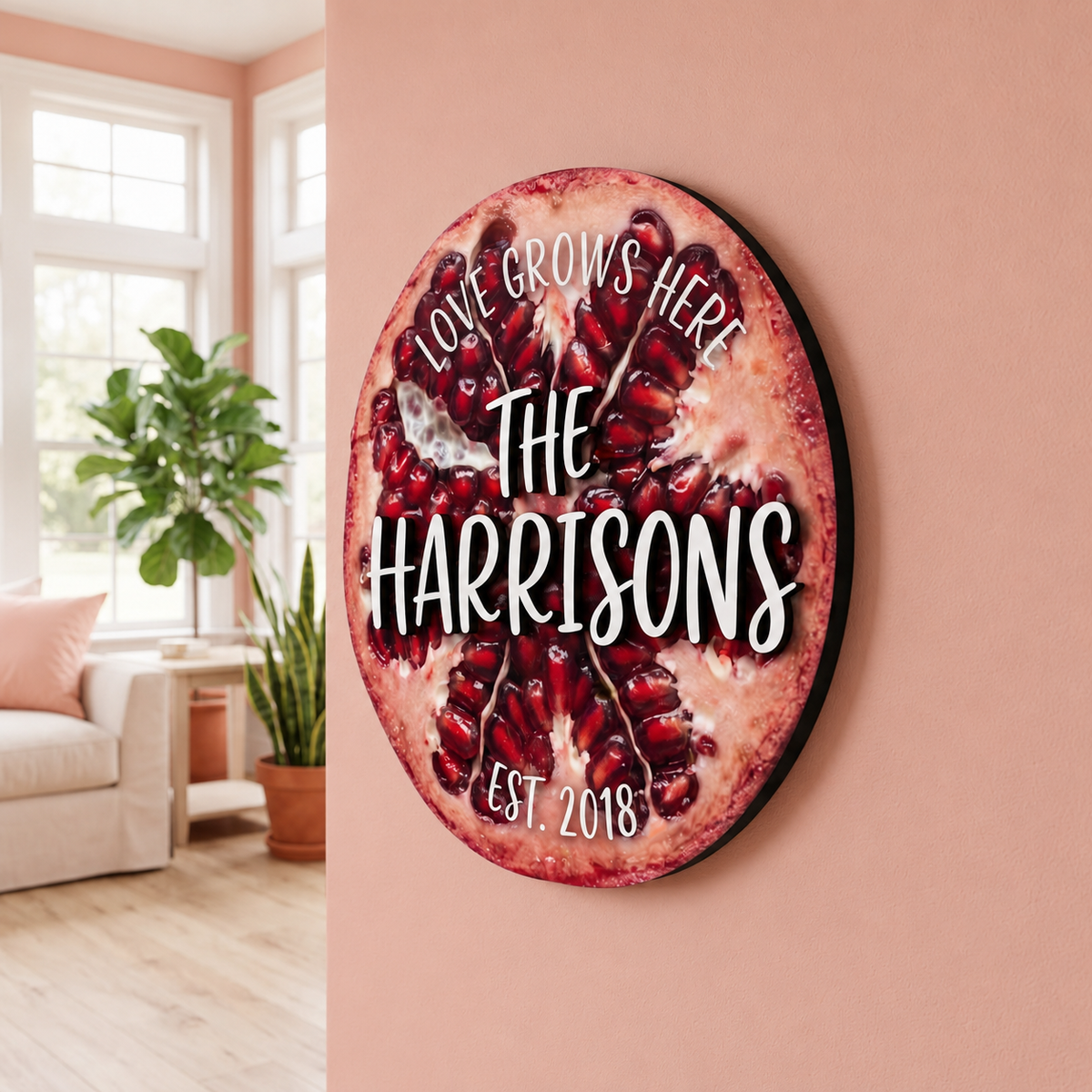Pomegranate Family Name Sign