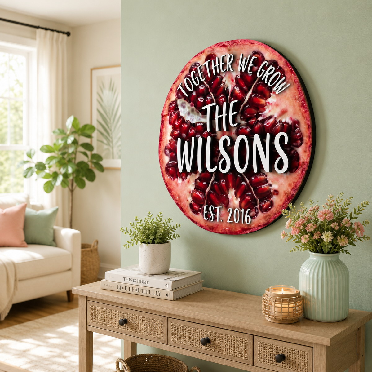 Pomegranate Family Name Sign