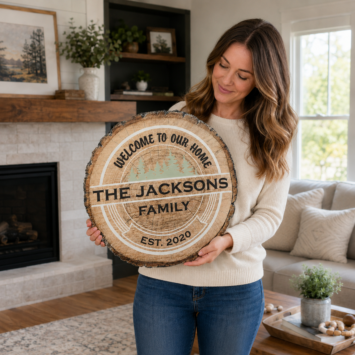 Cabin Wood Family Name Sign