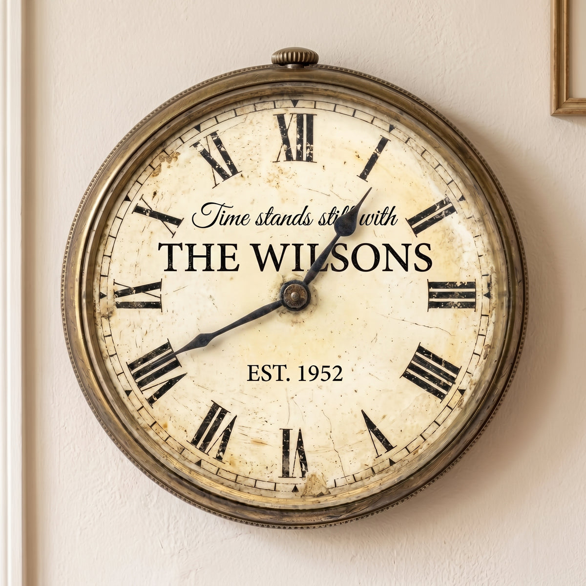 Vintage Clock Family Name Sign