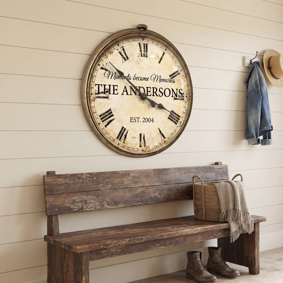 Vintage Clock Family Name Sign