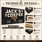 Premium coffee bar canvas wall art – technical details and size guide