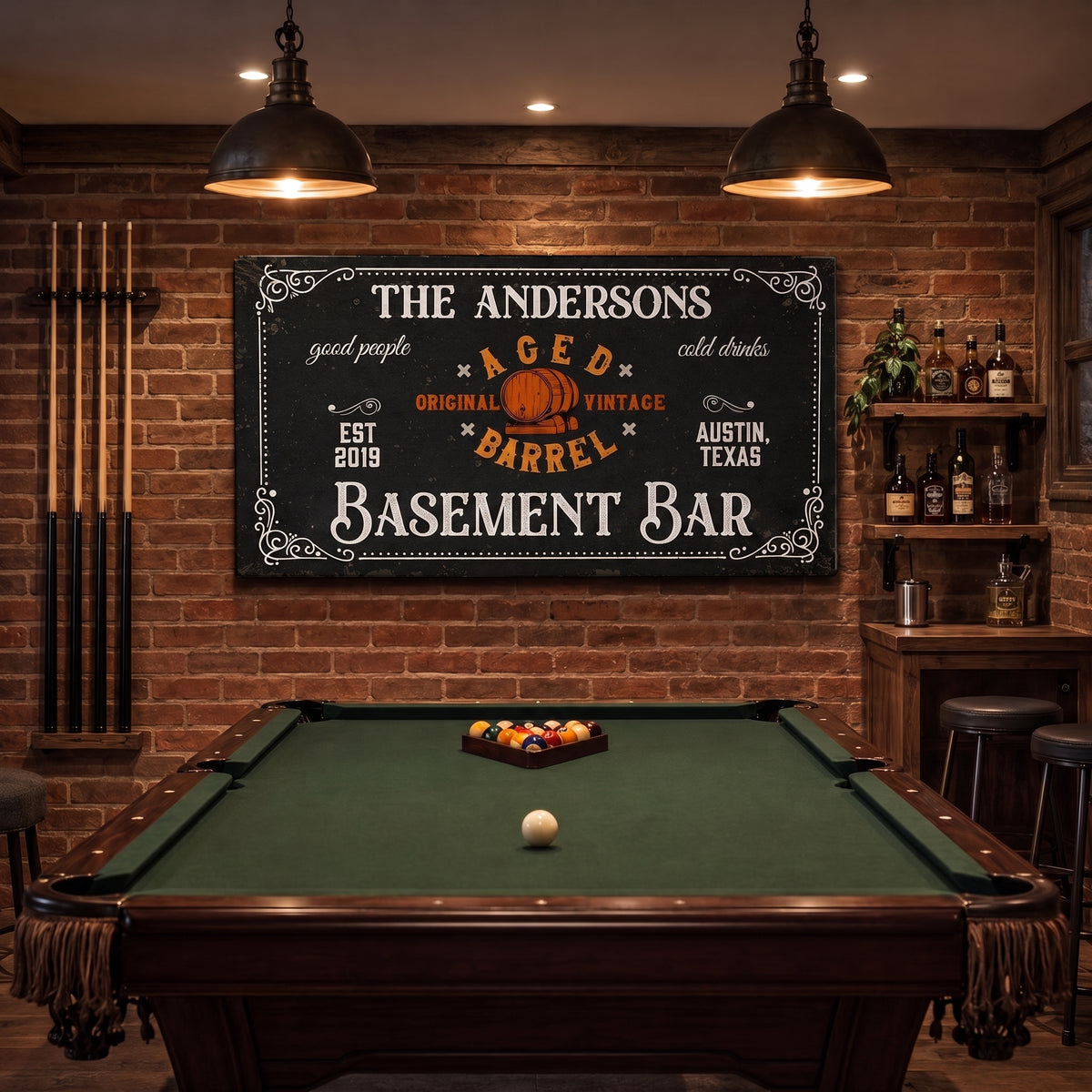 Basement Bar Canvas Sign, personalized design, view 7