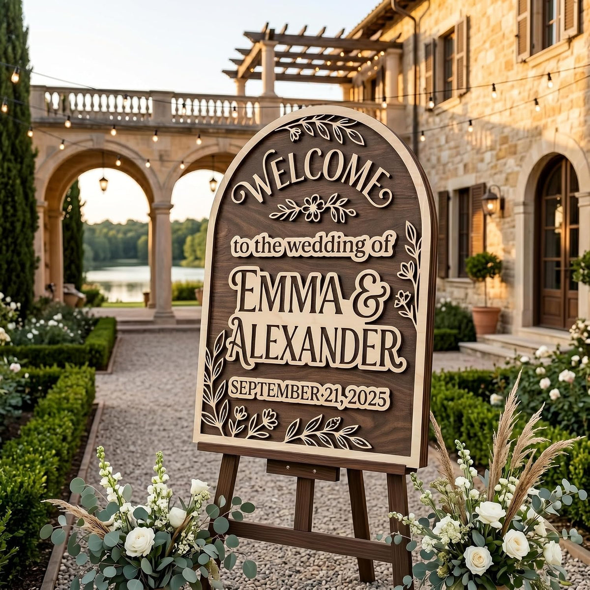 Bohemian Bloom Arch Wedding Welcome Sign