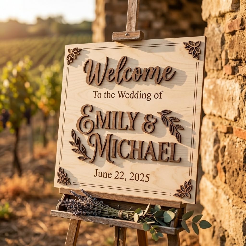 Bright Botanical Wedding Welcome Sign