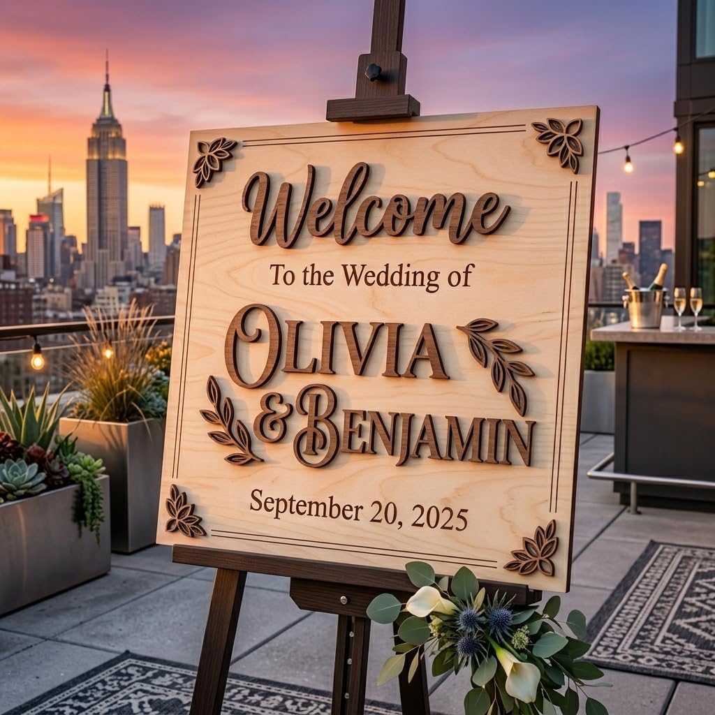 Bright Botanical Wedding Welcome Sign